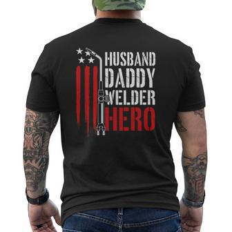 Mens Proud Welding Husband Daddy Welder Hero Weld Father's Day Mens Back Print T-shirt | Mazezy AU