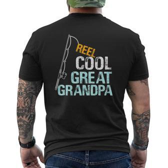 Mens Reel Cool Great Grandpa From Granddaughter Grandson Mens Back Print T-shirt | Mazezy AU
