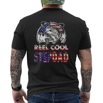 Mens Reel Cool Stepdad Fishing For Fathers Day Mens Back Print T-shirt | Mazezy DE