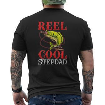 Mens Reel Cool Stepdad Fishing Lover Father's Day Mens Back Print T-shirt | Mazezy