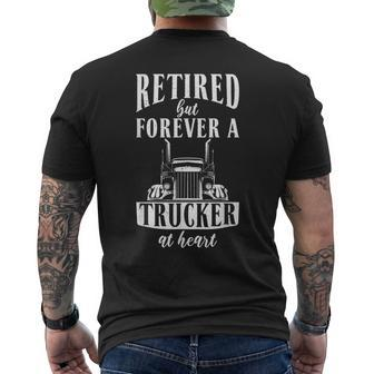 Mens Retired But Forever A Trucker At Heart Retired Trucker Mens Back Print T-shirt - Thegiftio UK