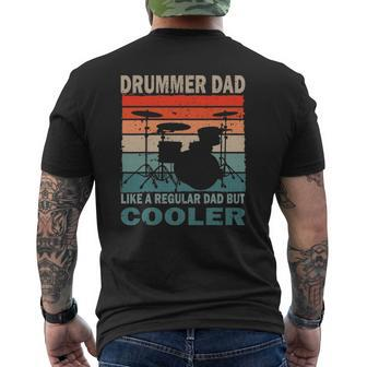 Mens Retro Vintage Drummer Dad Music Lover & Fan Father's Day Mens Back Print T-shirt | Mazezy