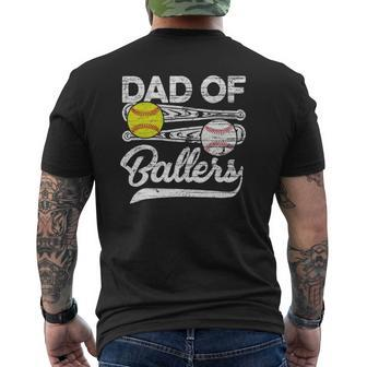 Mens Retro Vintage Father's Day Dad Softball Baseball Lover Mens Back Print T-shirt | Mazezy
