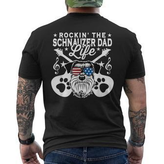 Mens Rockin The Schnauzer Dad Life Dog Lover Guitar Musician Mens Back Print T-shirt - Thegiftio UK