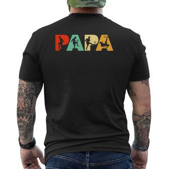 Mens Soccer Dad Retro Papa Soccer Father's Mens Back Print T-shirt | Mazezy