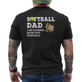 Mens Softball Dad Like A Baseball Dad But With Bigger Balls Mens Back Print T-shirt | Mazezy