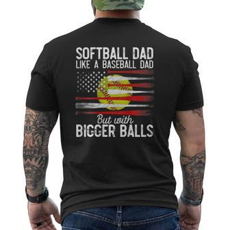 Mens Softball Dad Like A Baseball Dad Definition On Back Mens Back Print T-shirt | Mazezy