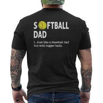 Mens Softball Dad Just Like A Baseball Dad Father's Day Mens Back Print T-shirt | Mazezy
