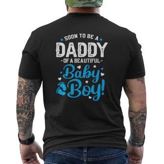 Mens Soon To Be A Daddy Of A Baby Boy New Dad Expecting Father Mens Back Print T-shirt | Mazezy