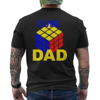 Mens Speed Cube Cuber Dad Men Puzzle Cubing Father Mens Back Print T-shirt | Mazezy