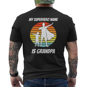 Mens My Superhero Name Is Grandpa For Grandfather Mens Back Print T-shirt | Mazezy