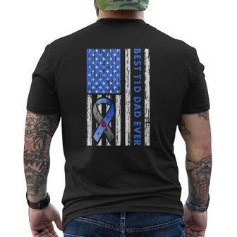 Mens T1d Dad Type 1 Diabetes American Flag Father's Day Idea Mens Back Print T-shirt | Mazezy