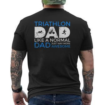 Mens Triathlon Dad Triathlete Mens Back Print T-shirt | Mazezy UK