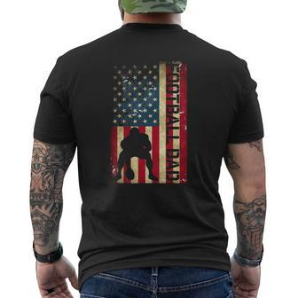 Mens Usa Flag Football Dad Pittsburgh Lineman Fathers Day Mens Back Print T-shirt | Mazezy UK