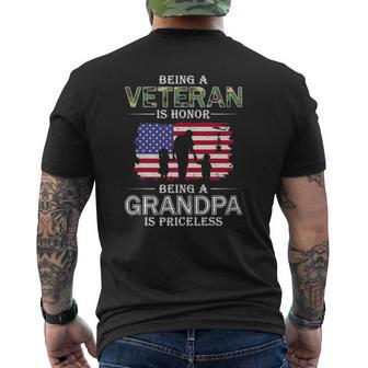 Mens Being A Veteran Is Honor Grandpa Is Priceless Mens Back Print T-shirt | Mazezy UK