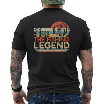 Mens Vintage Bass Fishing Dad Man The Myth The Legend Fisherman Mens Back Print T-shirt | Mazezy