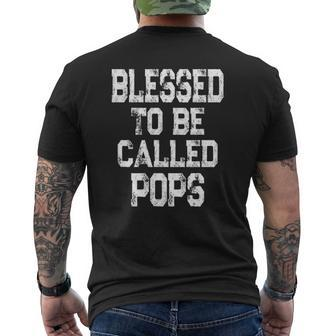 Mens Vintage Blessed To Be Called Pops For Grandpa Mens Back Print T-shirt | Mazezy CA