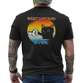 Mens Vintage Cat Best Cat Dad Retro Cat Meow Mens Back Print T-shirt | Mazezy