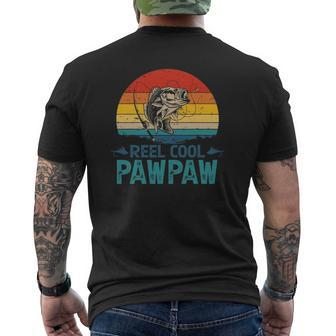 Mens Vintage Fishing Reel Cool Pawpaw Grandpa Paw Paw Father's Day Mens Back Print T-shirt | Mazezy CA