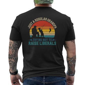 Mens Vintage Fishing Regular Grandpa Trying Not To Raise Liberals Mens Back Print T-shirt | Mazezy UK