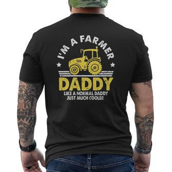 Mens Vintage I'm A Daddy Farmer Much Cooler Costume Tractor Mens Back Print T-shirt | Mazezy
