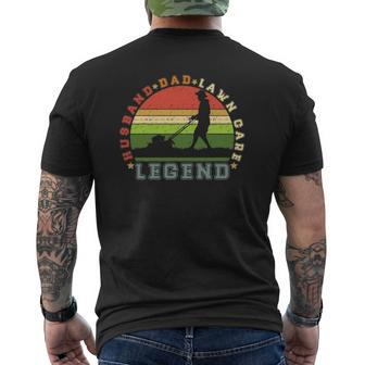 Mens Vintage Retro Husband Dad Lawn Care Legend Mens Back Print T-shirt | Mazezy
