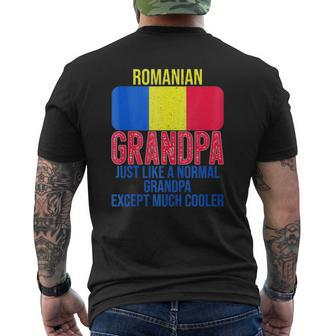 Mens Vintage Romanian Grandpa Romania Flag For Father's Day Mens Back Print T-shirt | Mazezy CA