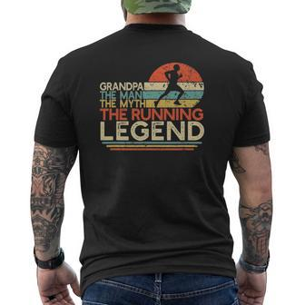 Mens Vintage Running Grandpa Man Myth Legend Marathon Runner Mens Back Print T-shirt | Mazezy
