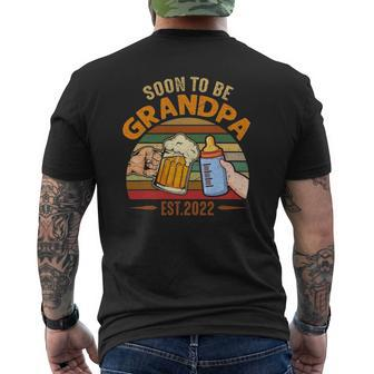 Mens Vintage Soon To Be Grandpa 2022 Fathers Day Mens Back Print T-shirt | Mazezy