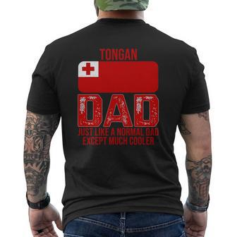 Mens Vintage Tongan Dad Tonga Flag For Father's Day Mens Back Print T-shirt | Mazezy