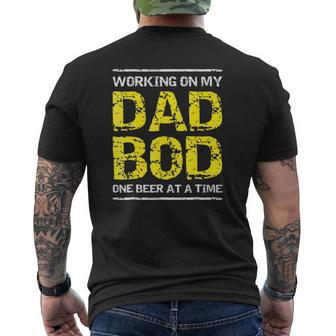 Mens Working On My Dad Bod One Beer At A Time Tee S Mens Back Print T-shirt | Mazezy
