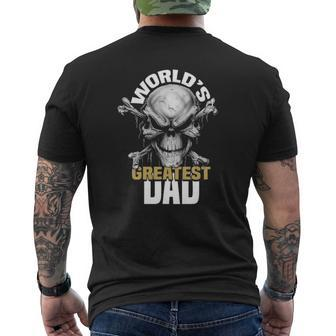 Mens World's Greatest Dad Skull Mens Back Print T-shirt | Mazezy