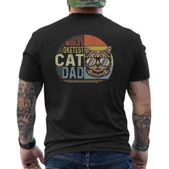 Mens World’S Okayest Cat Dad Cat Lover Vintage Mens Back Print T-shirt | Mazezy