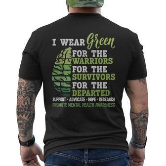 Mental Health Awareness Matters Support I Wear Green Warrior Men's T-shirt Back Print - Seseable