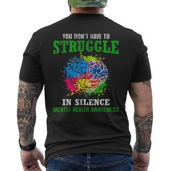 Mental Health Awareness Month Fight Stigma Mental Disease Men's T-shirt Back Print - Monsterry CA
