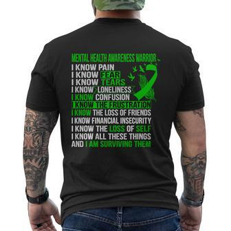 Mental Health Awareness Support Mental Health Awareness Warrior Mens Back Print T-shirt - Thegiftio UK