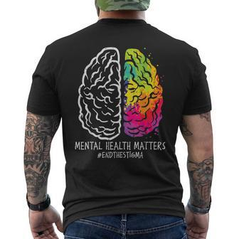 Mental Health Brain End Stigma Aware Psychiatrist Women Men's T-shirt Back Print - Monsterry DE
