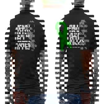Mental Health Matters Green Ribbon Mental Health Awareness Men's T-shirt Back Print - Thegiftio