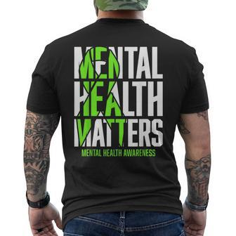 Mental Health Matters Green Ribon Mental Health Awareness Men's T-shirt Back Print - Seseable