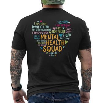 Mental Health Squad Love Heart Facts Mental Health Awareness Men's T-shirt Back Print - Thegiftio
