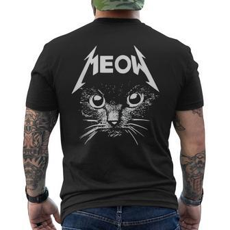 Meow Black Cat Metal Kitty Rocks Mens Back Print T-shirt - Thegiftio UK