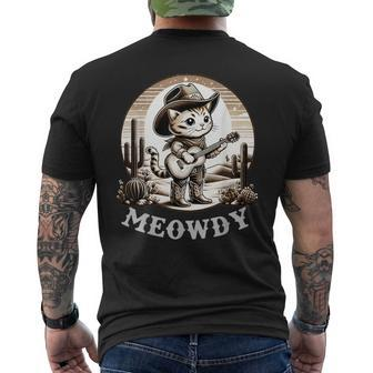 Meowdy Cat Cowboy Hat Country Lover Men's T-shirt Back Print - Seseable