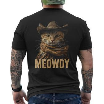 Meowdy Cowboy Cat Country Western Cat Men's T-shirt Back Print - Seseable