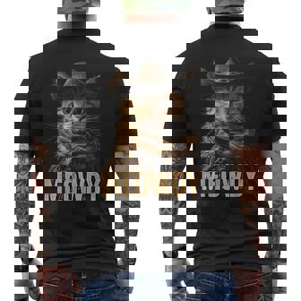 Meowdy Cowboy Cat Country Western Cat Men's T-shirt Back Print - Seseable