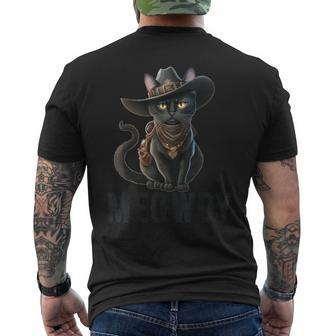 Meowdy Cat Country Music Kitten Cowboy Hat Vintage Men's T-shirt Back Print | Seseable CA