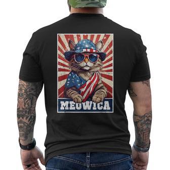 Meowica 4Th Of July Cat American Flag Cat 4Th Of July Men's T-shirt Back Print - Monsterry