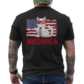Meowica Cat Lover Usa Flag Independence Day 4Th Of July V2 Mens Back Print T-shirt - Thegiftio UK