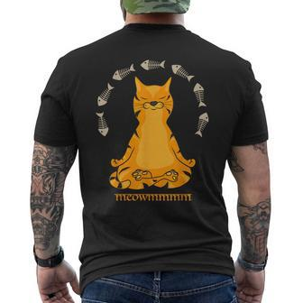 Meowmmm Cat Meditation In Lotus Pose Cute Yoga Cat Men's T-shirt Back Print - Seseable