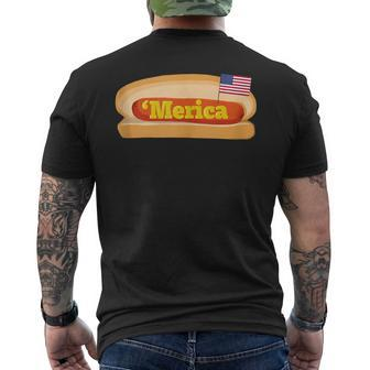 'Merica Hot Dog Flag Patriotic American Flag Hot Dog Men's T-shirt Back Print - Monsterry