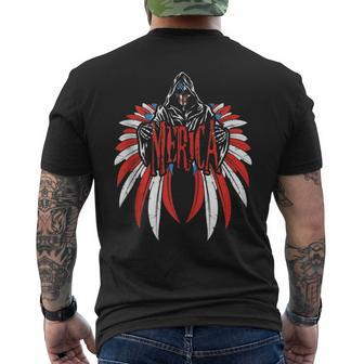Merica Skull Freedom Wings American Flag 4Th Of July Freedom Mens Back Print T-shirt | Mazezy